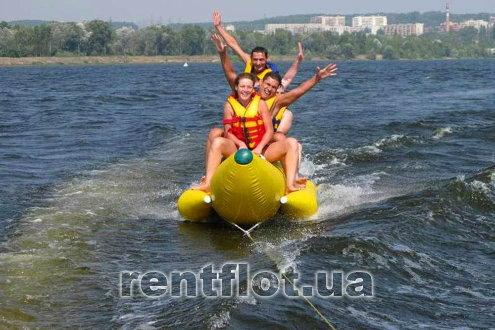 Enlarge photo of a banana behind a Bombardier jet ski Banana ride on a Bombardier jet ski