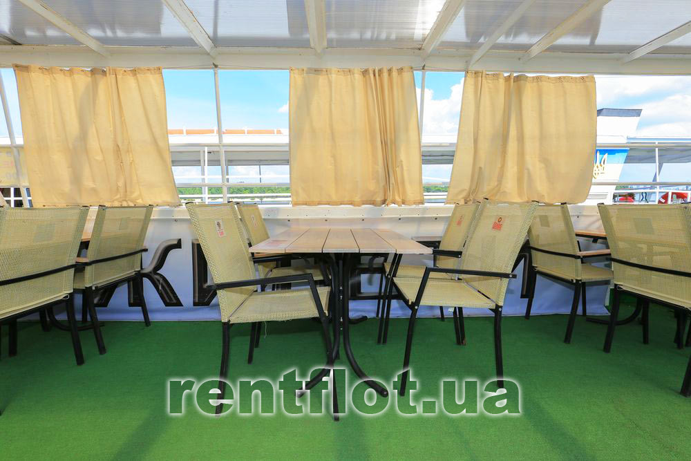 Увеличить фото посадочных мест на верхней палубе теплохода Посадочные места на верхней палубе теплохода