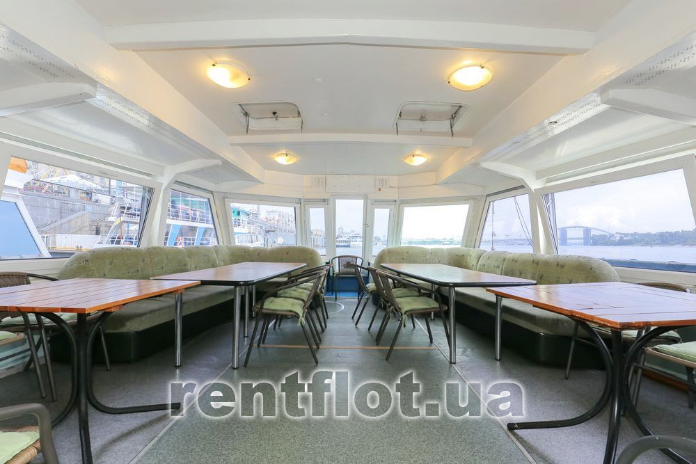 Enlarge photo of the saloon in the bow of the lower deck of the motor ship Hoverla Saloon in the bow of the lower deck of the motor ship Hoverla