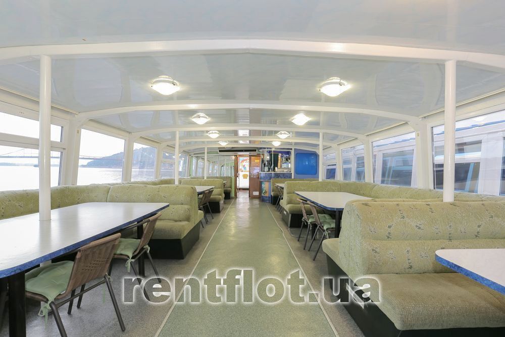 Enlarge photo of the large cabin of the first deck of the ship Hoverla Large interior of the first deck of the ship Hoverla