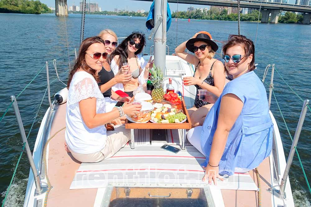 Buffet on the bow of the yacht Volya