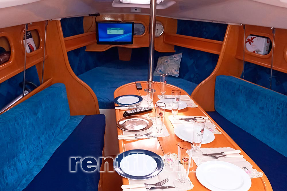Enlarge the photo of the banquet in the saloon of the sailing yacht Milena Banquet in the saloon of sailing yacht Milena