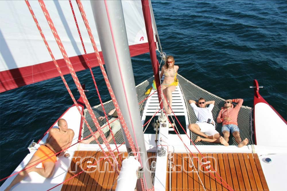 Enlarge photo on the bow of the catamaran Sindbad On the bow of the catamaran Sindbad