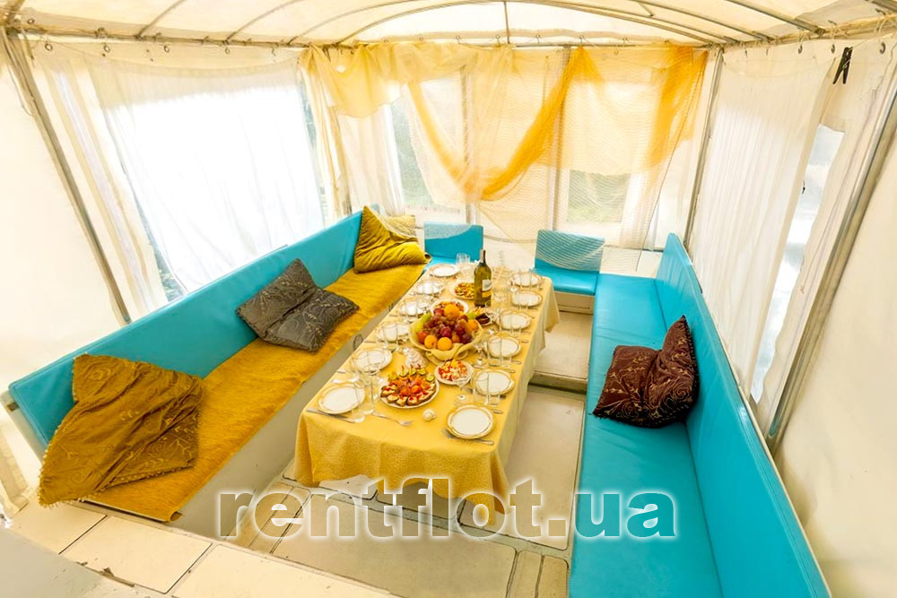 Enlarge photo of the covered terrace of the motor ship Svoy Covered terrace of motor ship Svoy