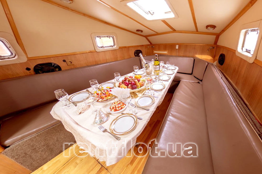 Enlarge the photo of the banquet in the saloon of the motor ship Svoy Banquet in the saloon of the motor ship Svoy