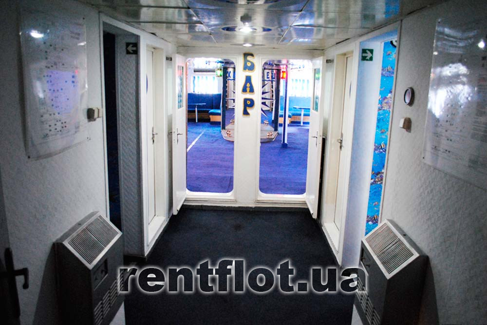 Enlarge photo of the corridor between the premises of the motor ship of the catamaran Hadzhibey The corridor between the premises of the motor ship of the catamaran Hadzhibey