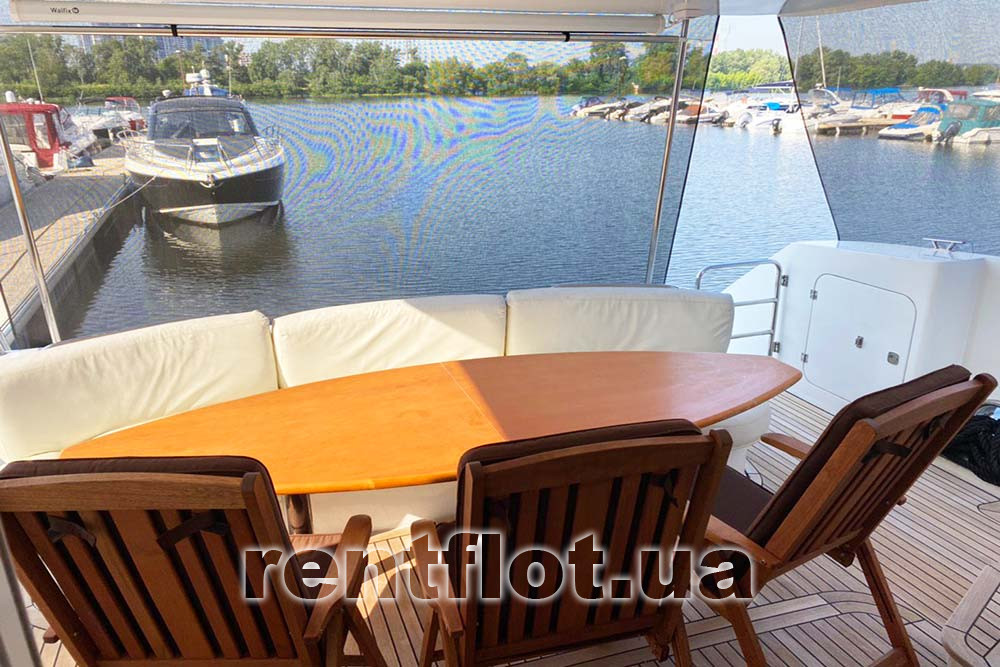 Enlarge photo of the shadow grid on the stern terrace of motor yacht Elina Shade netting on the stern terrace of motor yacht Elina