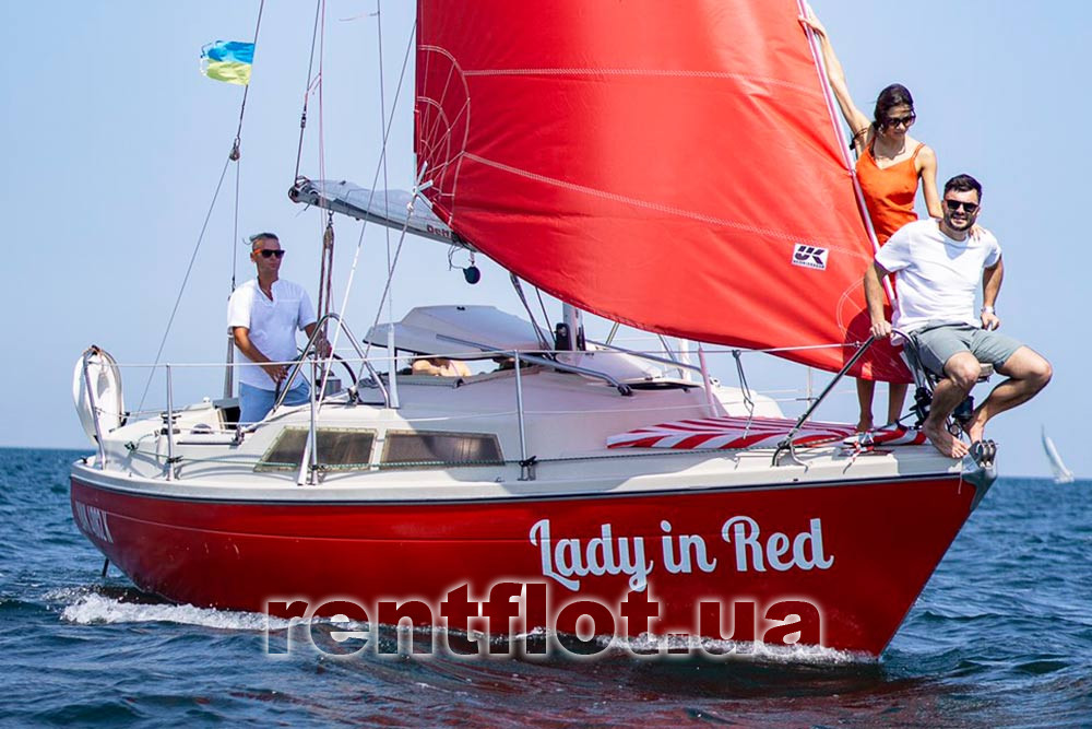 On the sailing yacht Lady in red